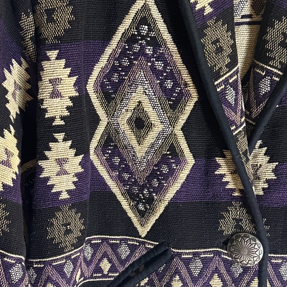 Vintage Linda Leez Wearable Art southwestern Patterned Jacket Sz L - Picture 5 of 15